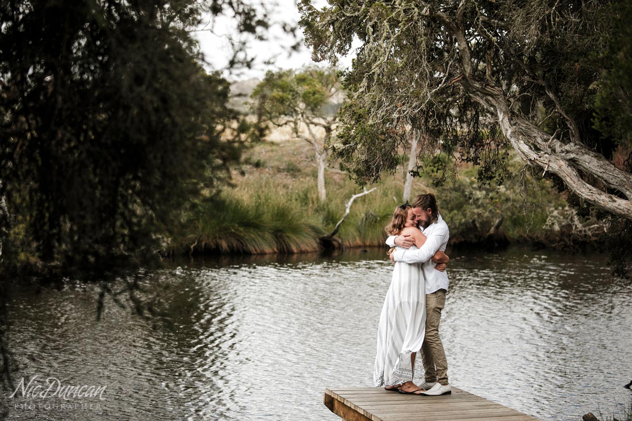 Engagement photos on a jetty near Albany, Western Australia