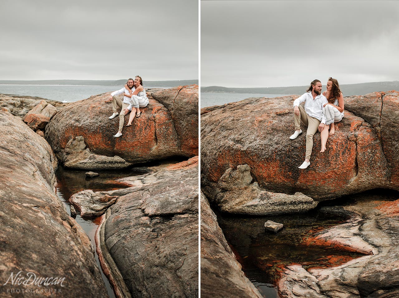 Engagement portrait session and rock pools at Two Peoples Bay WA