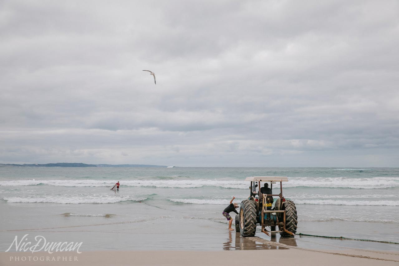 Salmon fishermen at work on the south coast of WA