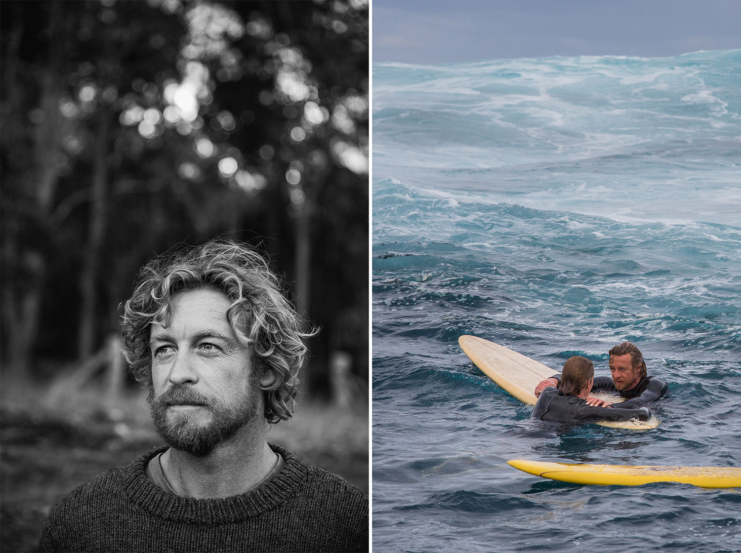 Simon Baker and Samson Coulter, Sando and Pikelet, in one of the surf scenes in Breath the movie