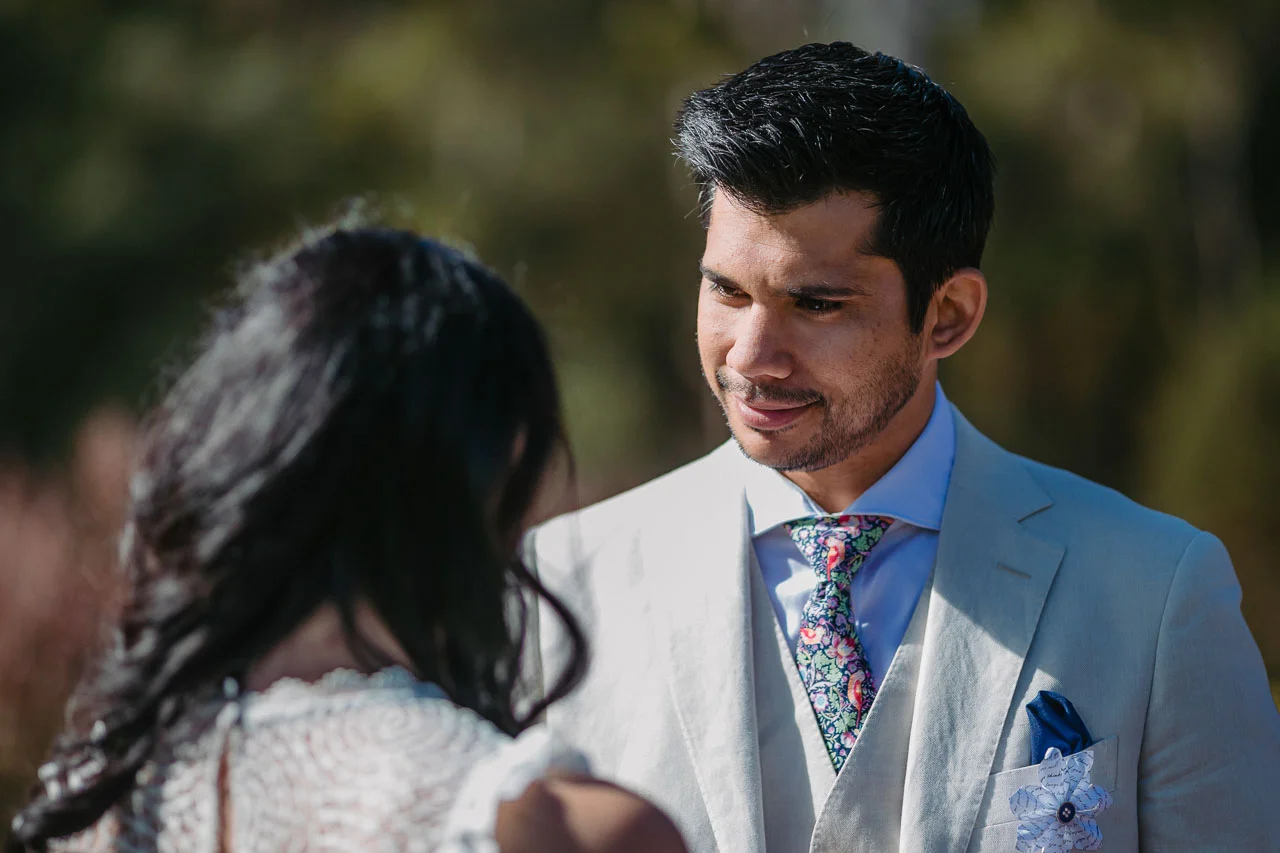 The look of love! Real emotions during the wedding vows.