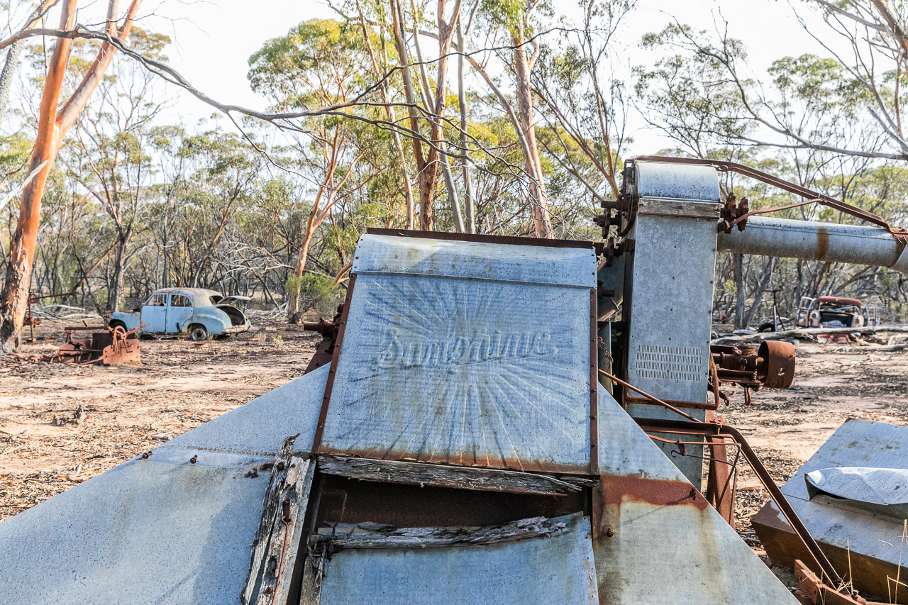 Old farm equipment with the Sunshine logo