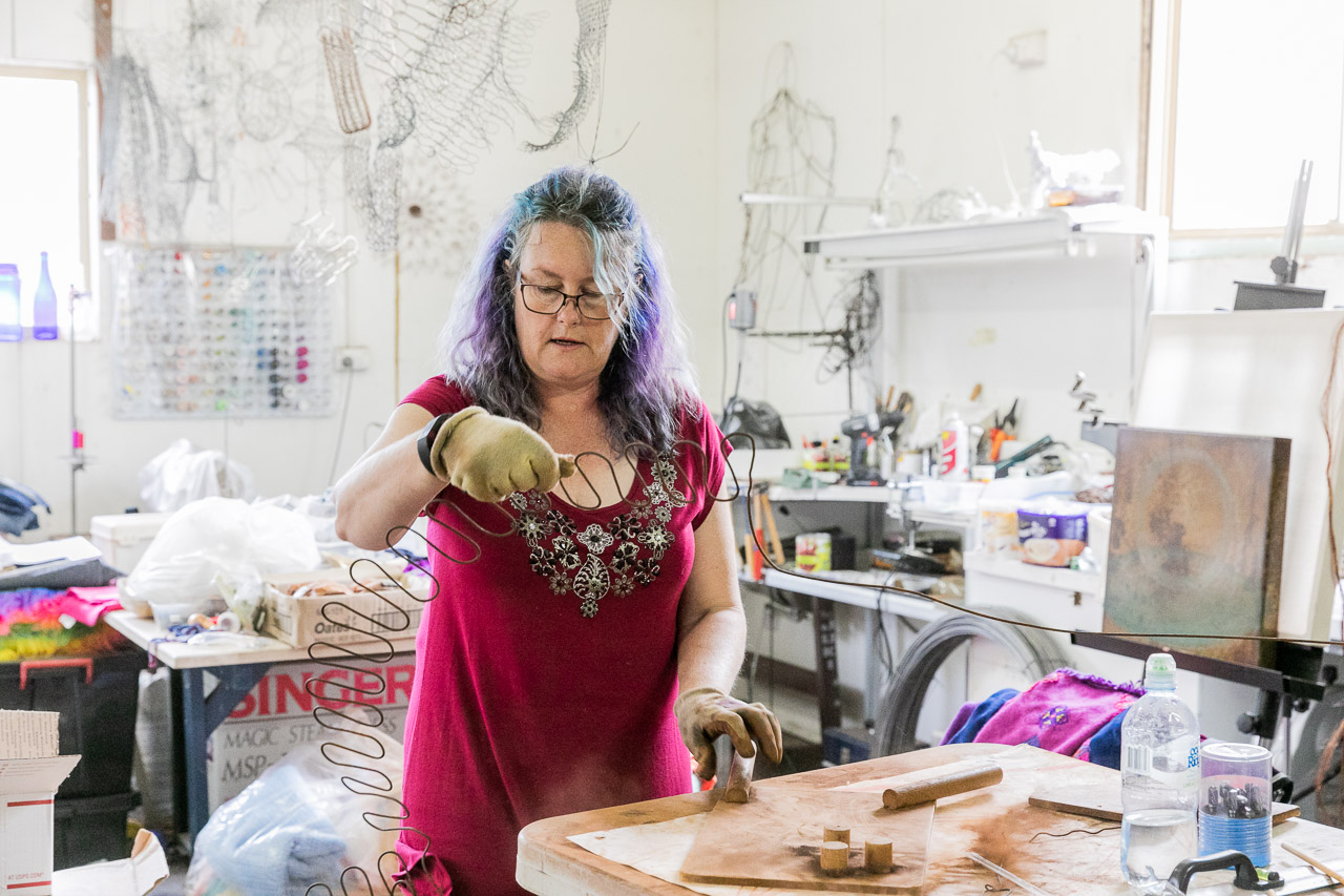 Tania Spencer, artist, in her Lake Grace studio