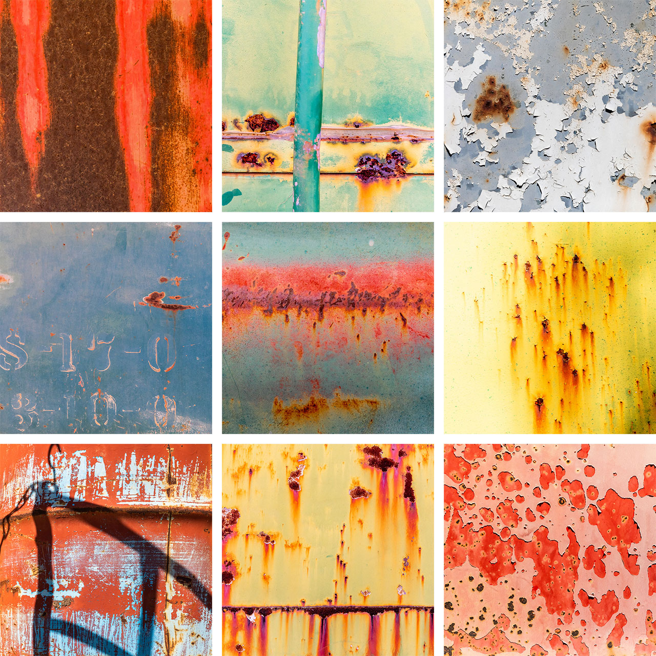Textures and patterns, metal, paint and rust