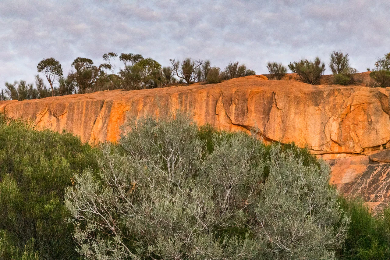 Elachbutting Rock at sunrise, between Mukinbudin and Bonnie Rock