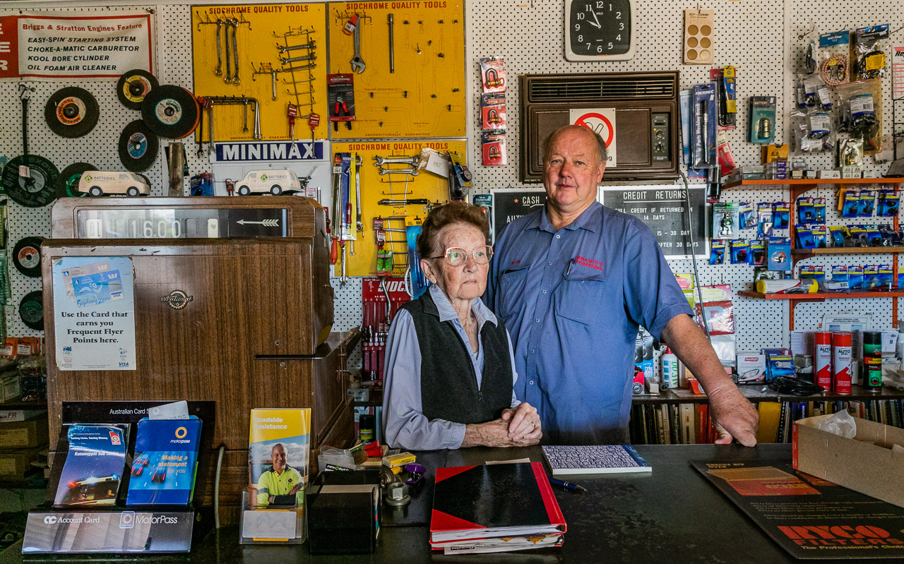 Wilma Geraghty and her son Peter, together run the BP in Mukinbudin, in WA's Wheatbelt