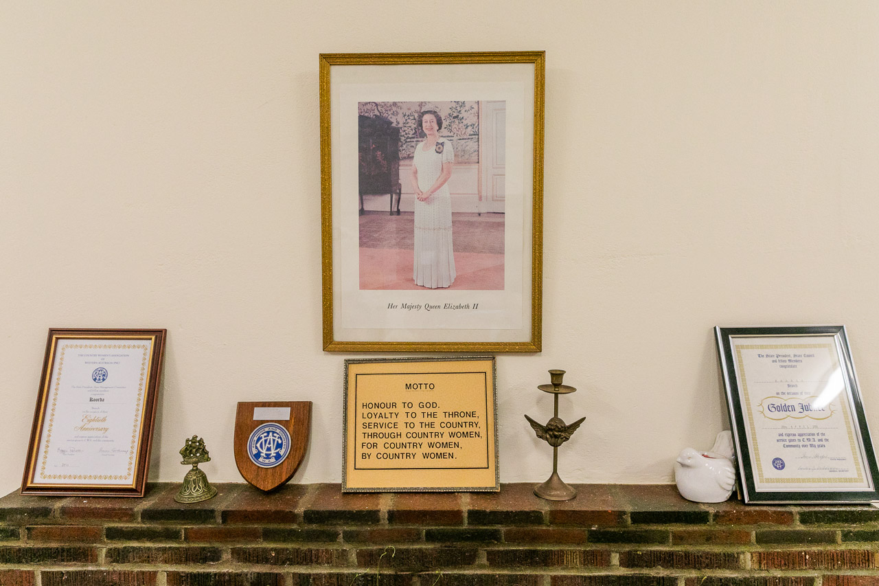 The framed photo of the Queen in the CWA hall