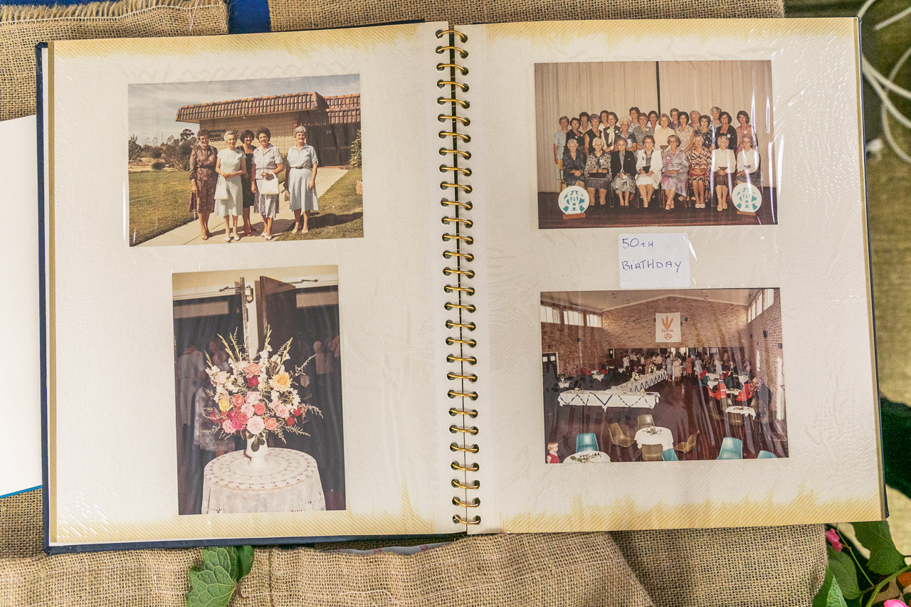 Photo album with photos of the Koorda CWA's 50th birthday