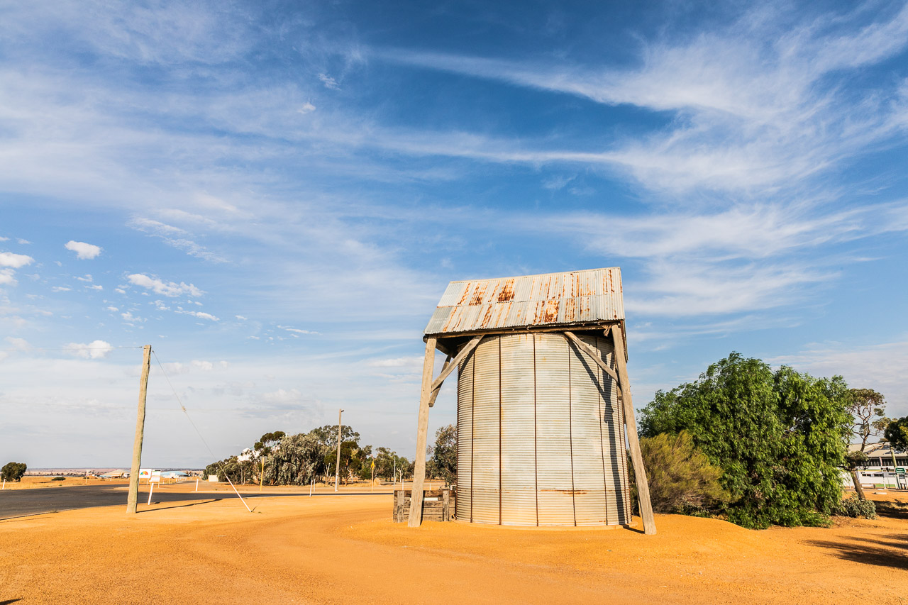 Historic grain silo in Mukinbudin, Western Australia