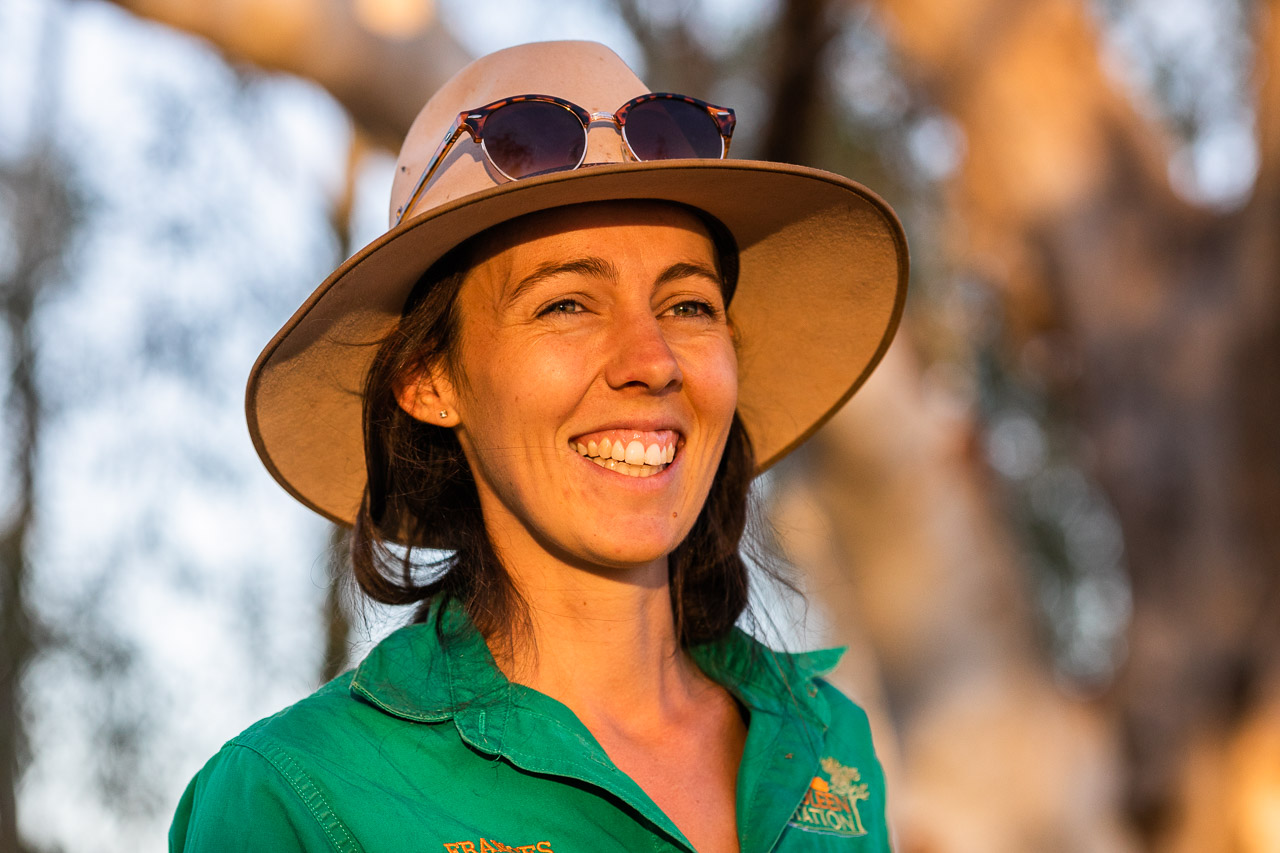 Relaxed and happy, Frances Pollock in her element at Wooleen Station