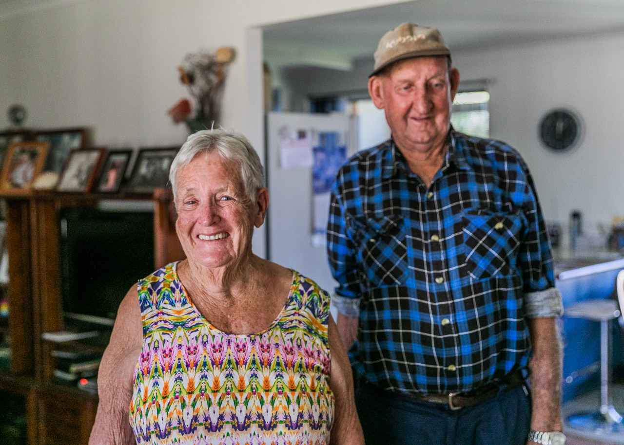 Couple in their eighties at home