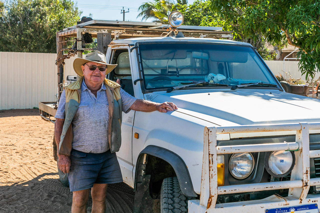 Retired roo shooter with is roo shooting truck with spotlights