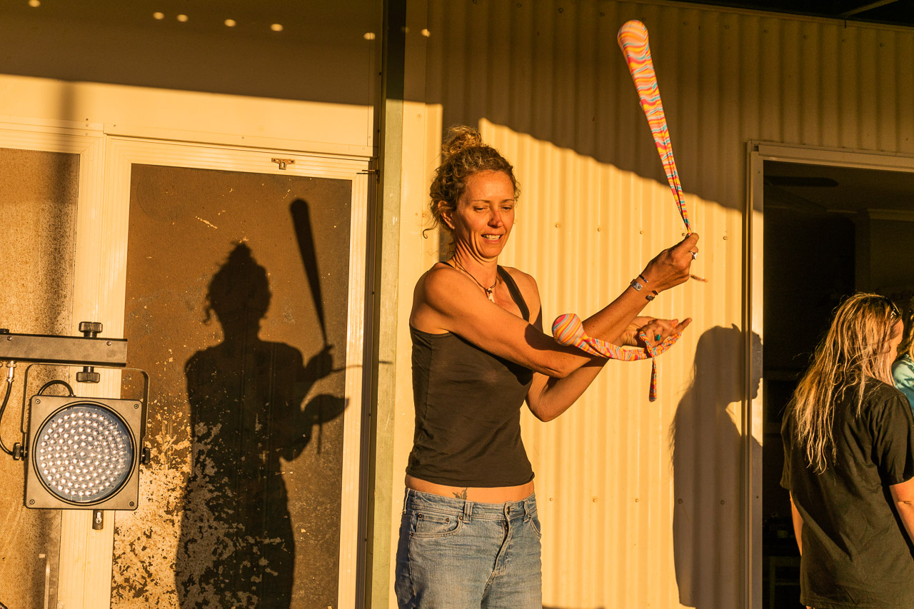 Fiona Jol rehearsing for her fire twirling act with Gascoyne in May