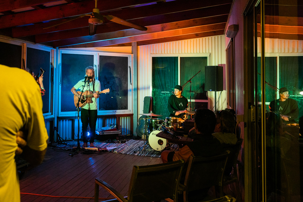 James Abberley and Dazastah of Children of the Tide rehearsing at Warroora Station for their performance at the Ningaloo Whale Shark Festival in Exmouth