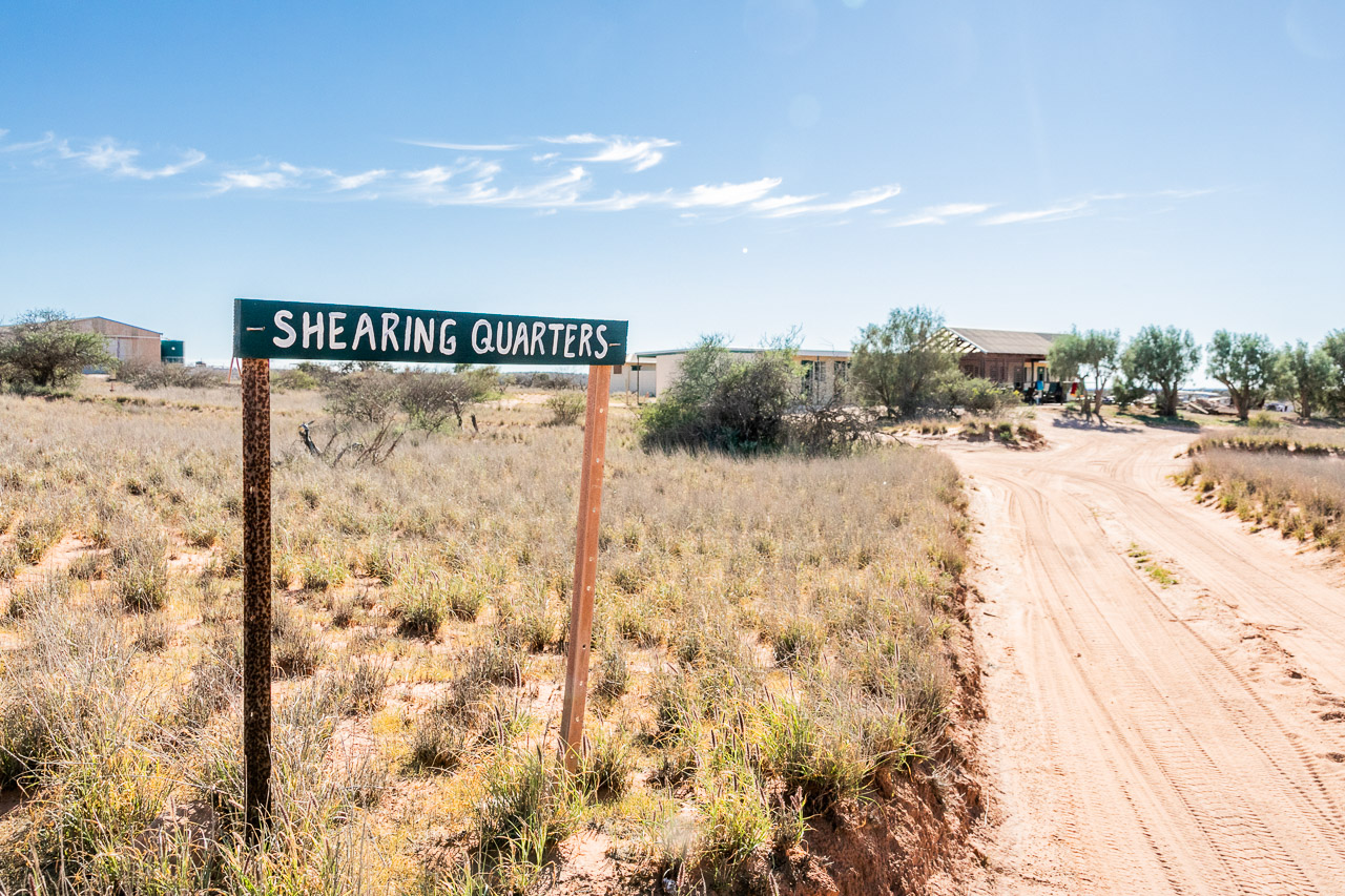 Sign to the shearers' quarters at Warroora Station