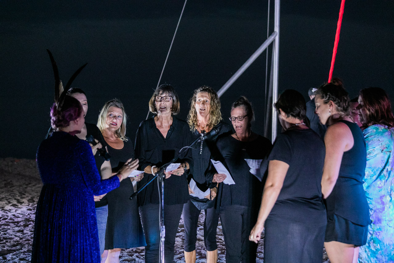 The community choir performs with Gascoyne in May at the Ningaloo Whale Shark Festival