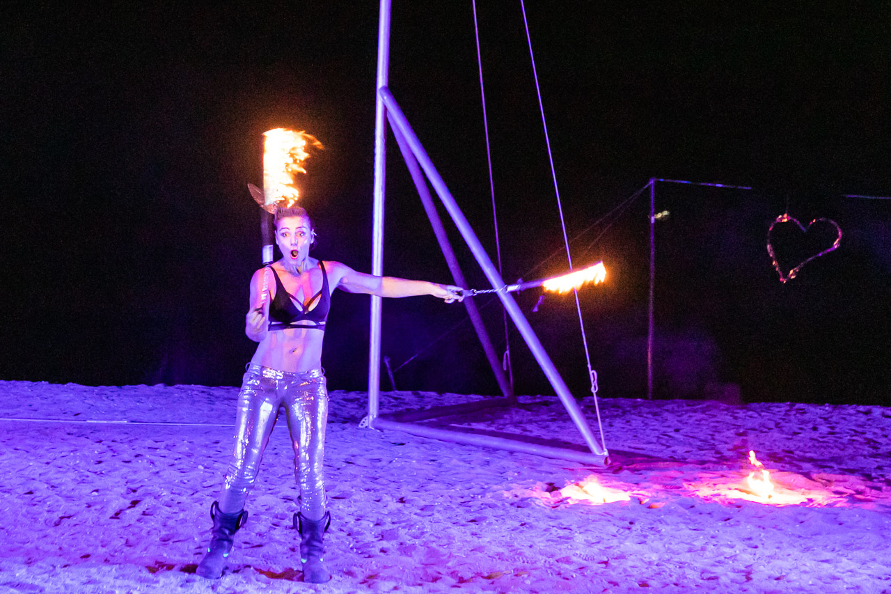 Theaker von Ziarno performing with fire at the Ningaloo Whale Shark Festival