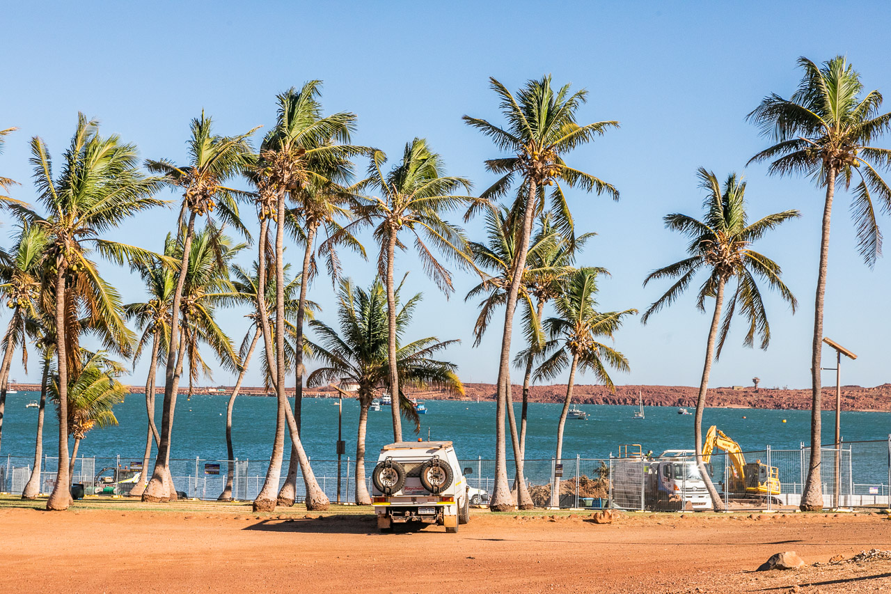 Palm trees and water in Dampier, WA