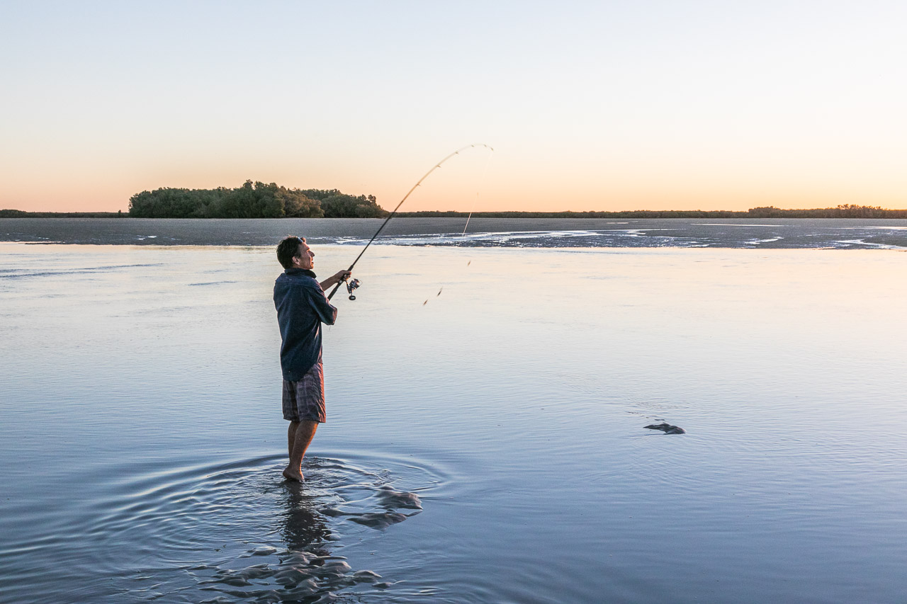Casting a line at sunset in the Pilbara, WA