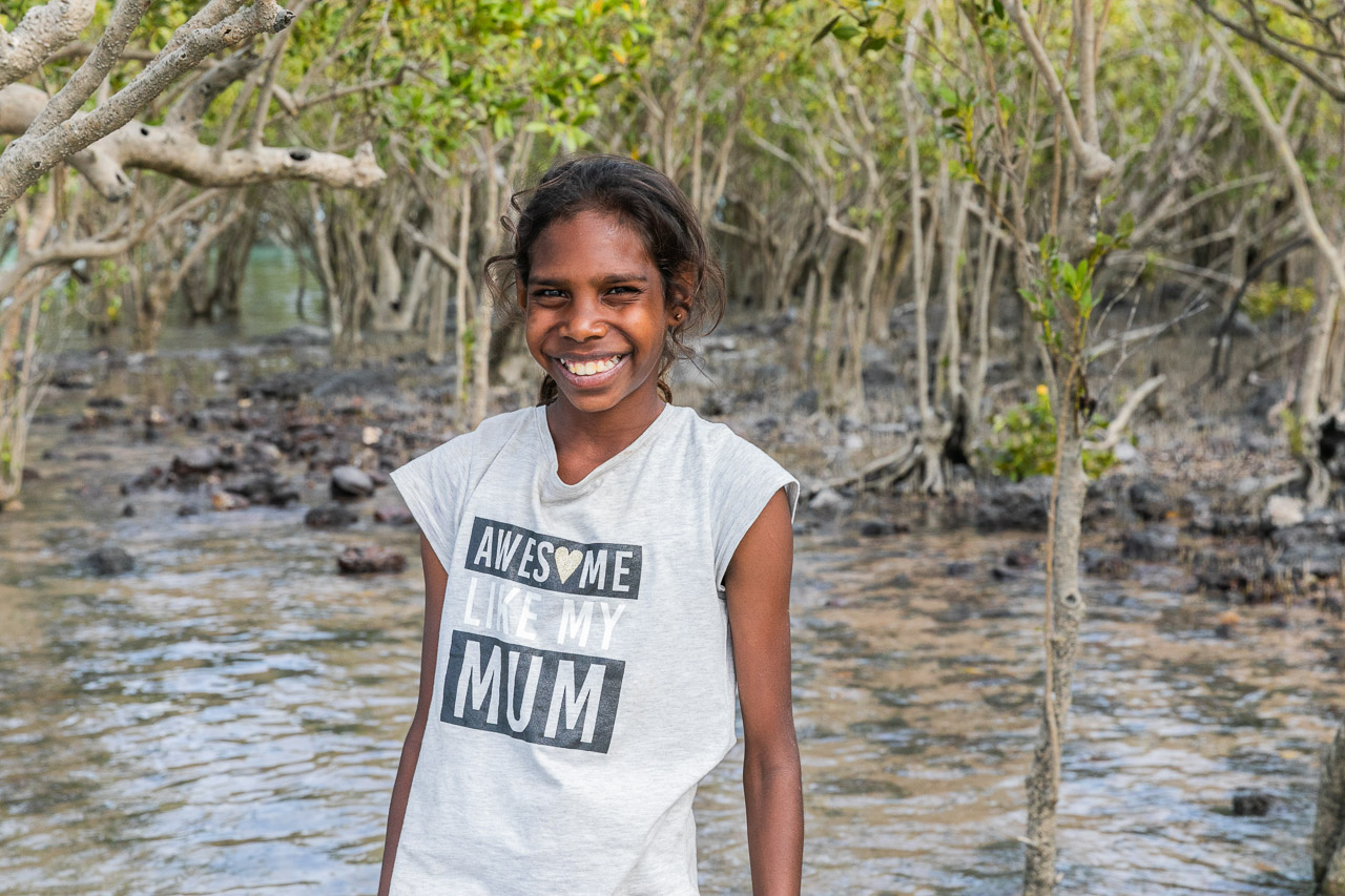 Indigenous girl in the mangroves