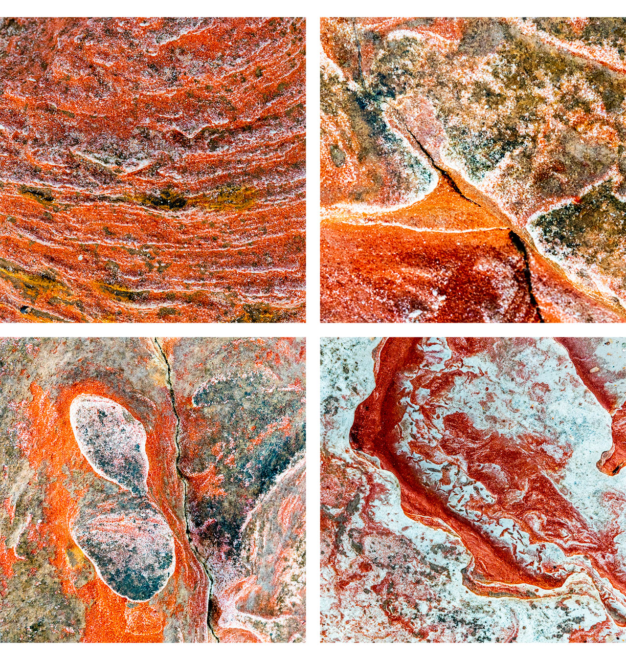 Montage of patterns in rock at Broome's Town Beach