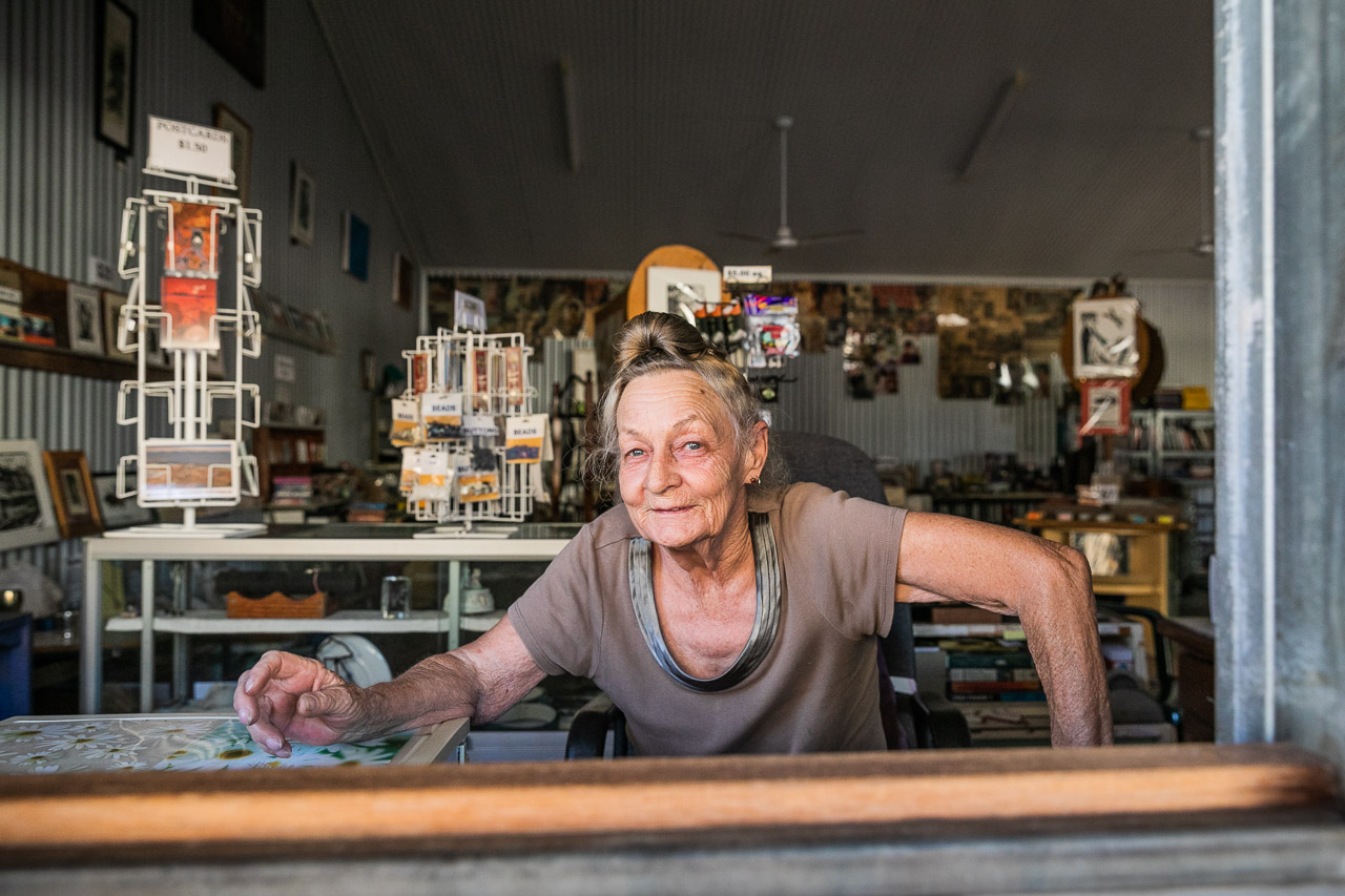 Pixie Ferguson at Pixie's Tin Shed in Wyndham Port, WA
