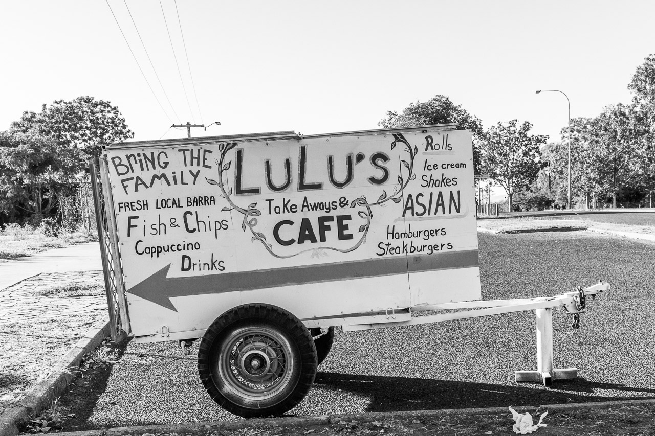 Lulu's cafe advertisement on the main street in Wyndham