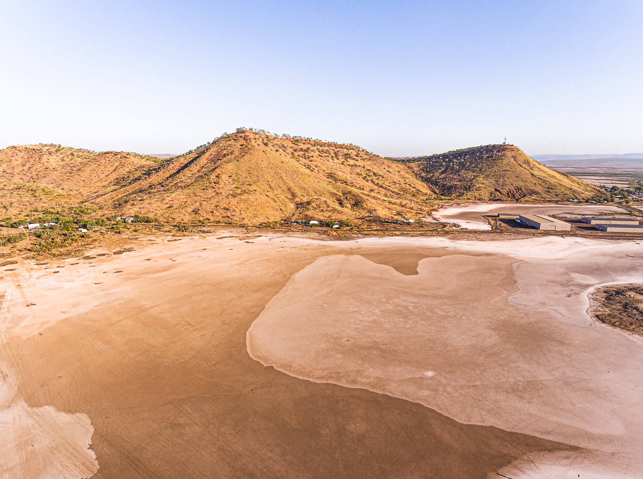 Drone image of the mud flats and The Gully in Wyndham Port, Western Australia