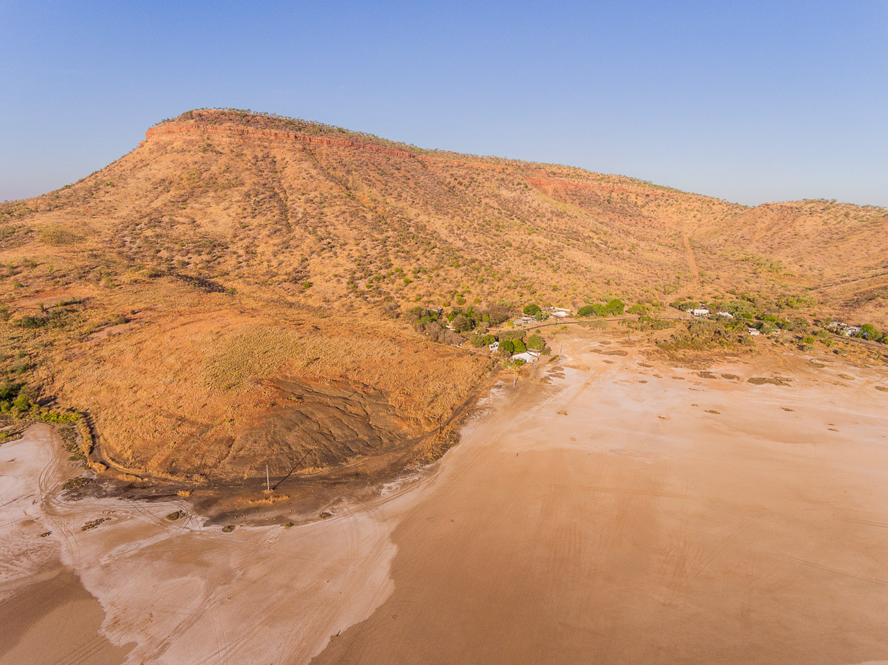 Drone image of the Gully and the mud flats in Wyndham Port in the Kimberley