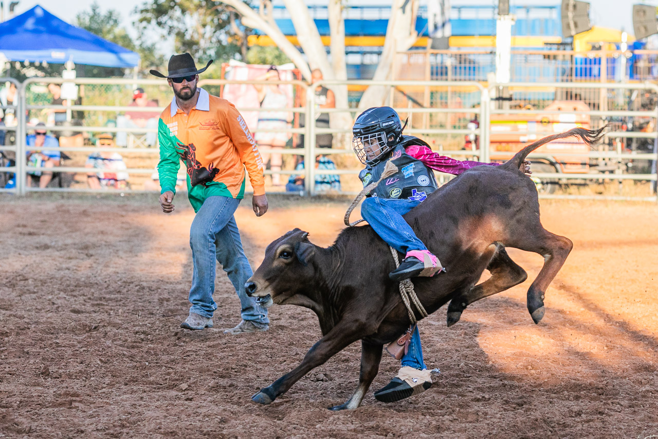 Young rodeo rider at the 2019 Broome Rodeo