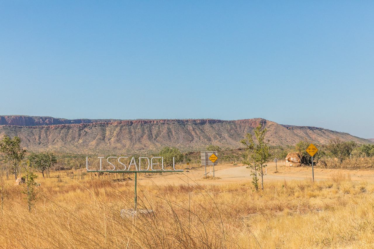 Lissadell Station sign on the road from Halls Creek to Kununurra