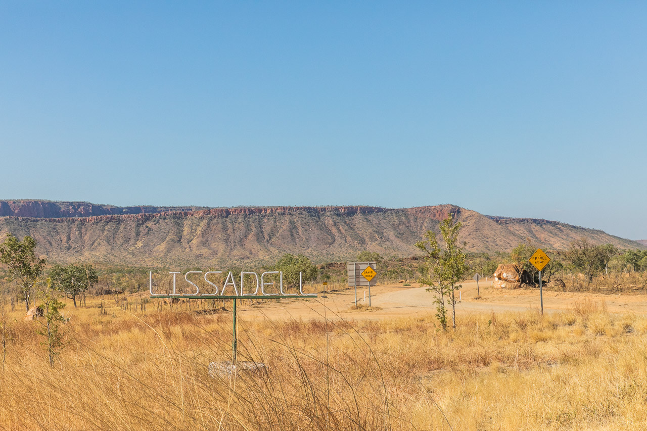 Lissadell Station sign on the road from Halls Creek to Kununurra