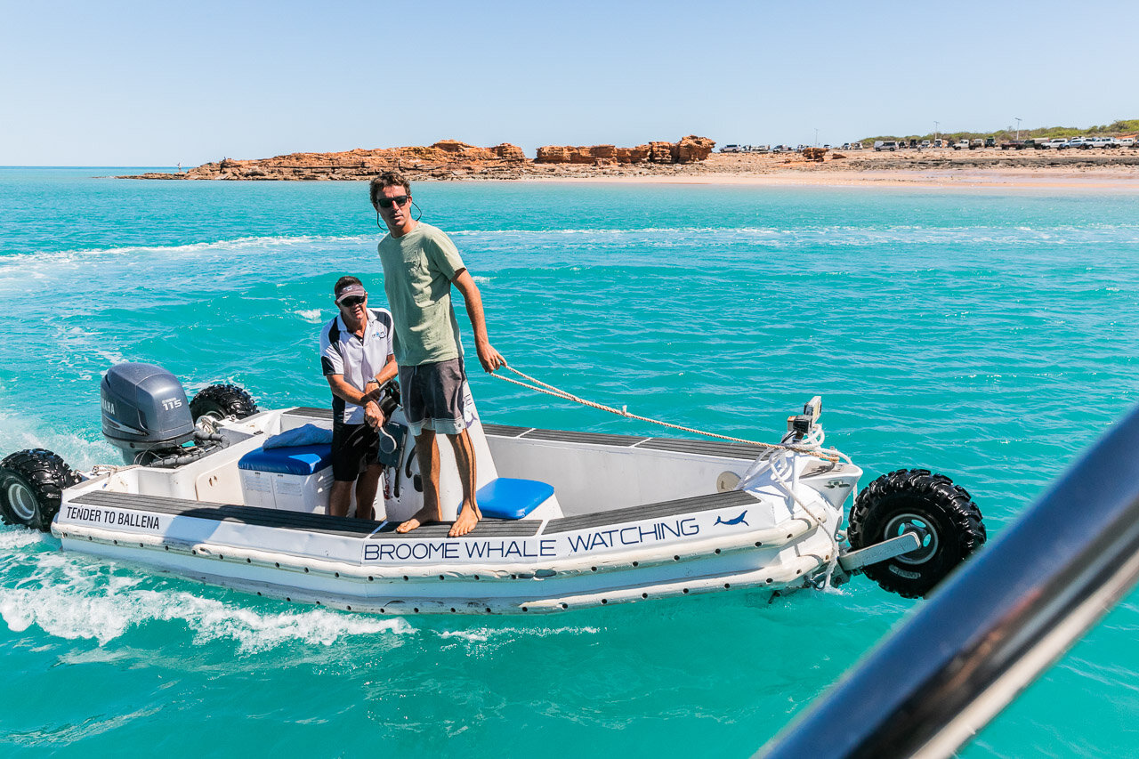 Broome Whale Watching's incredible amphibious vessel which ferries passengers to and from shore