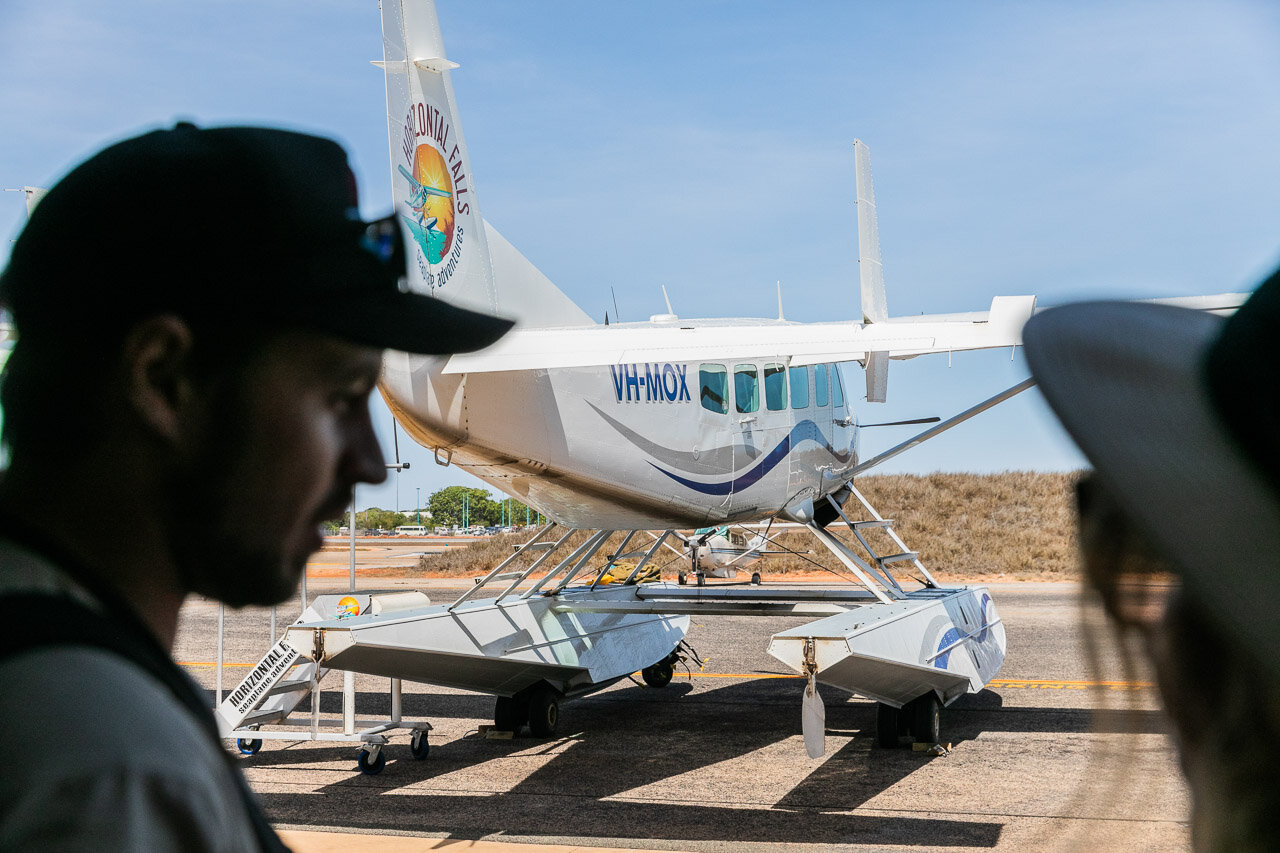 Seaplanes at Broome Airport ready to take passengers on a scenic flight up to the Horizontal Falls