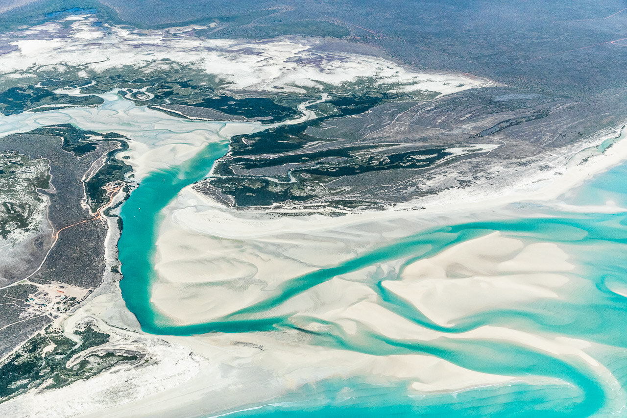 View from the window of a sea plane of Willie Creek Pearl Farm