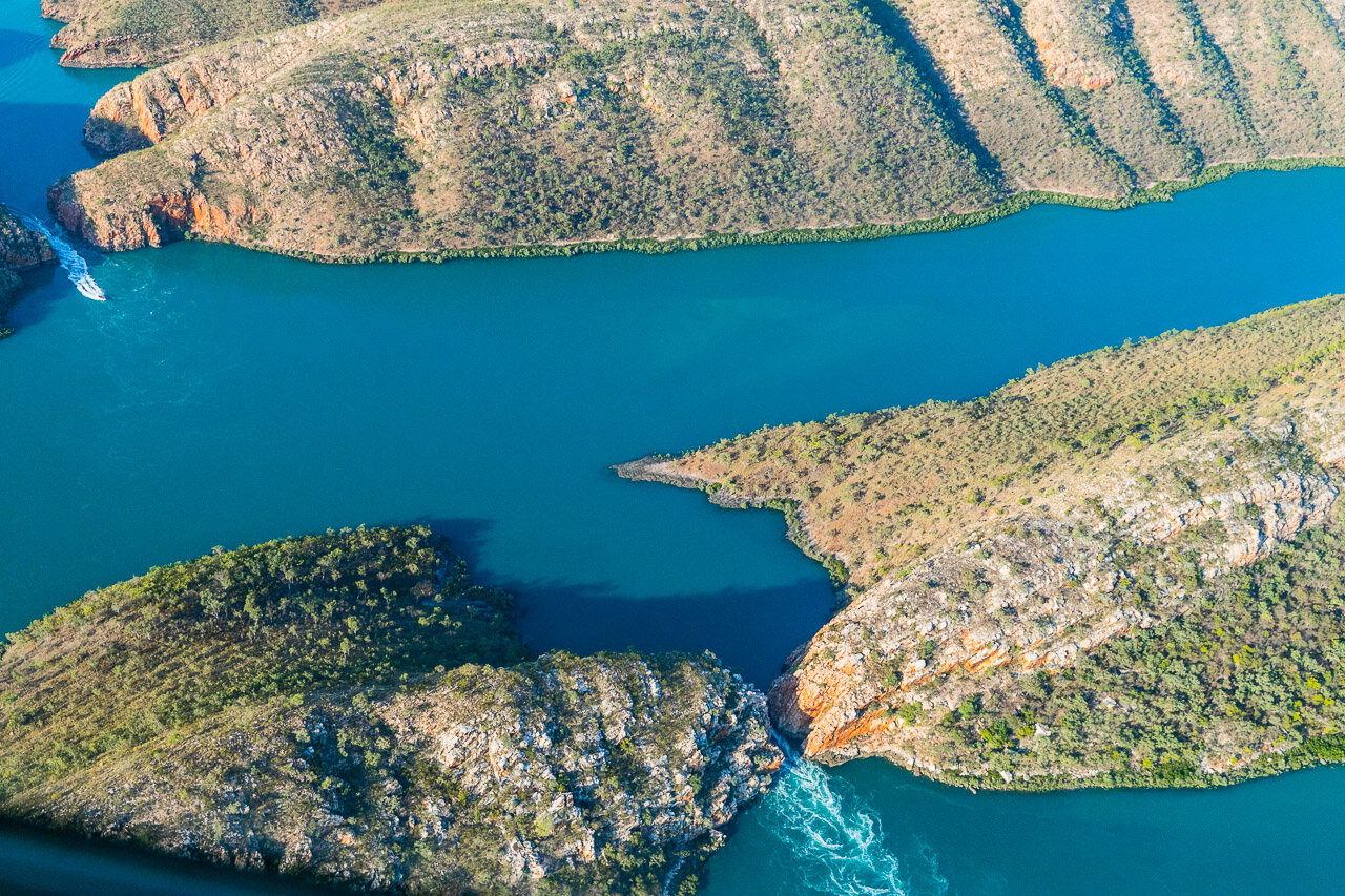 View from the sea plane of the Horizontal Falls in Western Australia