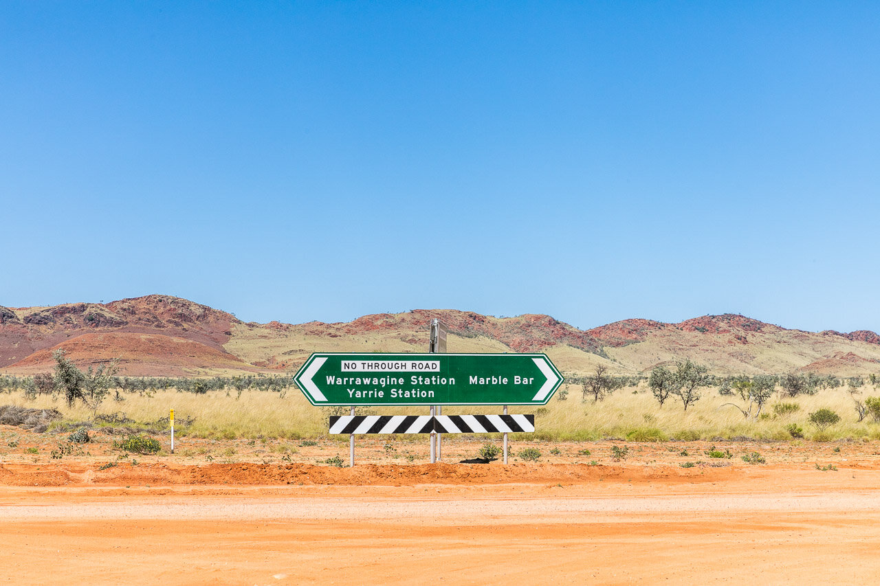 Roadsign to Marble Bar in Western Australia