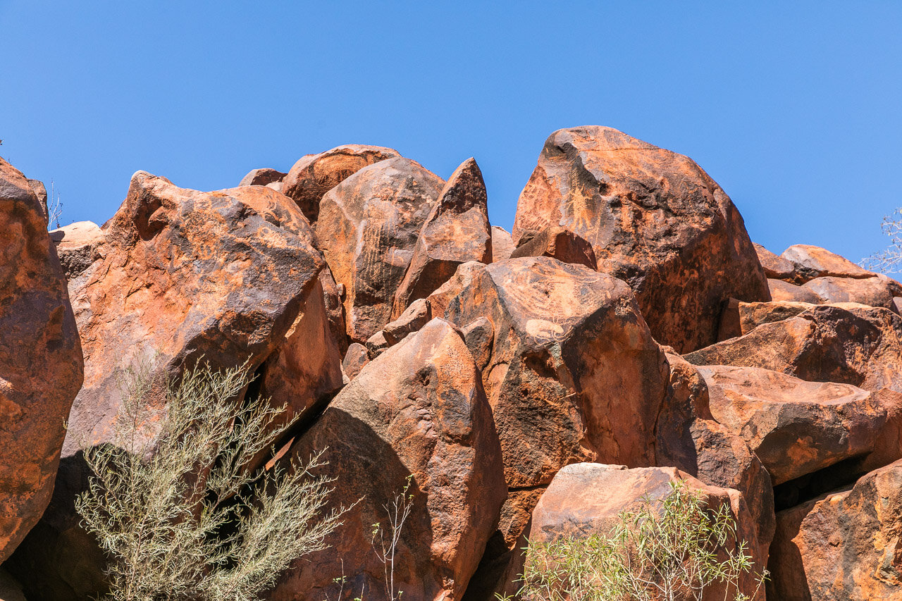 Aboriginal rock art at Punda north of Newman in Western Australia