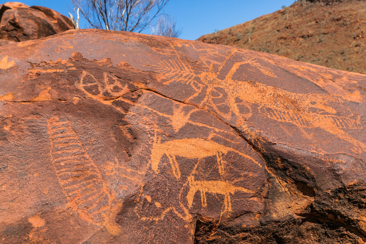 There's plentiful Aboriginal rock art to be found around Newman, such as this at Punda Rock