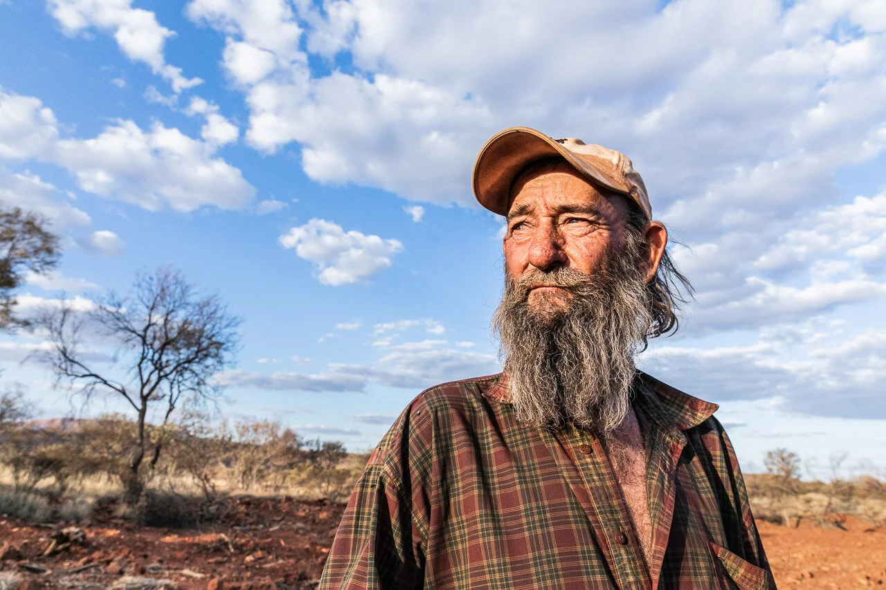 Gold prospector, Johnny Day, in the Pilbara, Western Australia