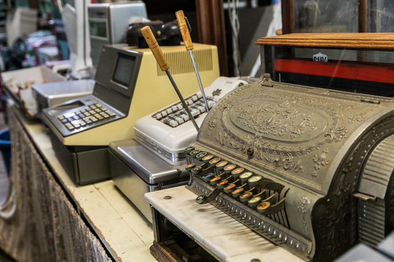 Some of the old tills from Bell's Emporium in Cue, Western Australia