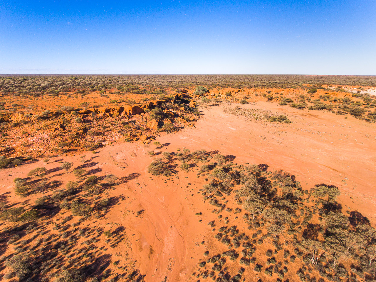 Drone photo of the breakaways at Nallan Station, north of Cue in the Goldfields
