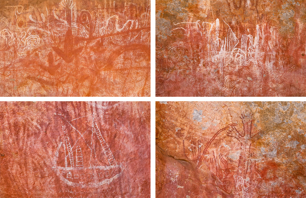The well-preserved Aboriginal art mysteriously includes an image of a sailing boat. Was it drawn by an early shipwreck survivor?