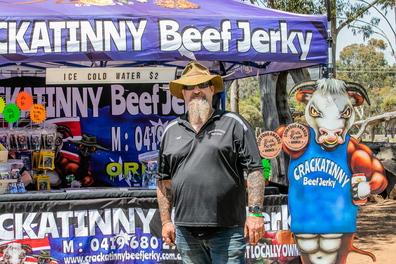 Crackatinny beef jerky at the rodeo at Boyup Brook
