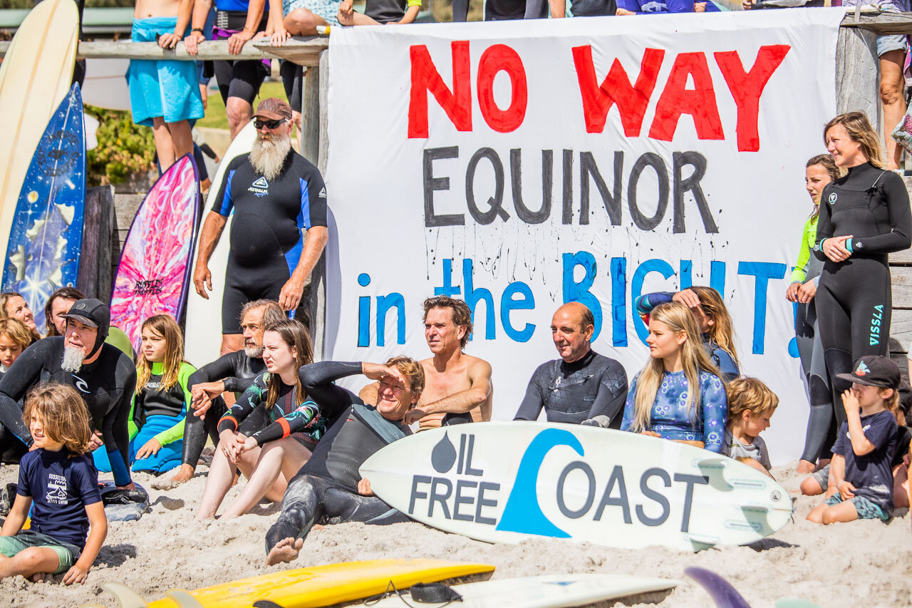 Denmark's surfing community saying No Way to Equinor in the Bight.