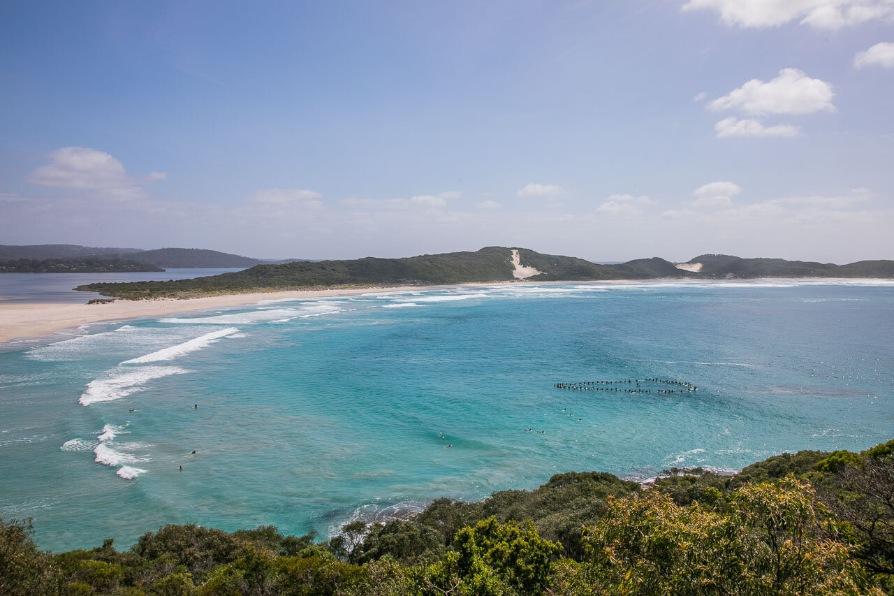 Surfers paddle out in their Fight for the Bight in Denmark, Western Australia.