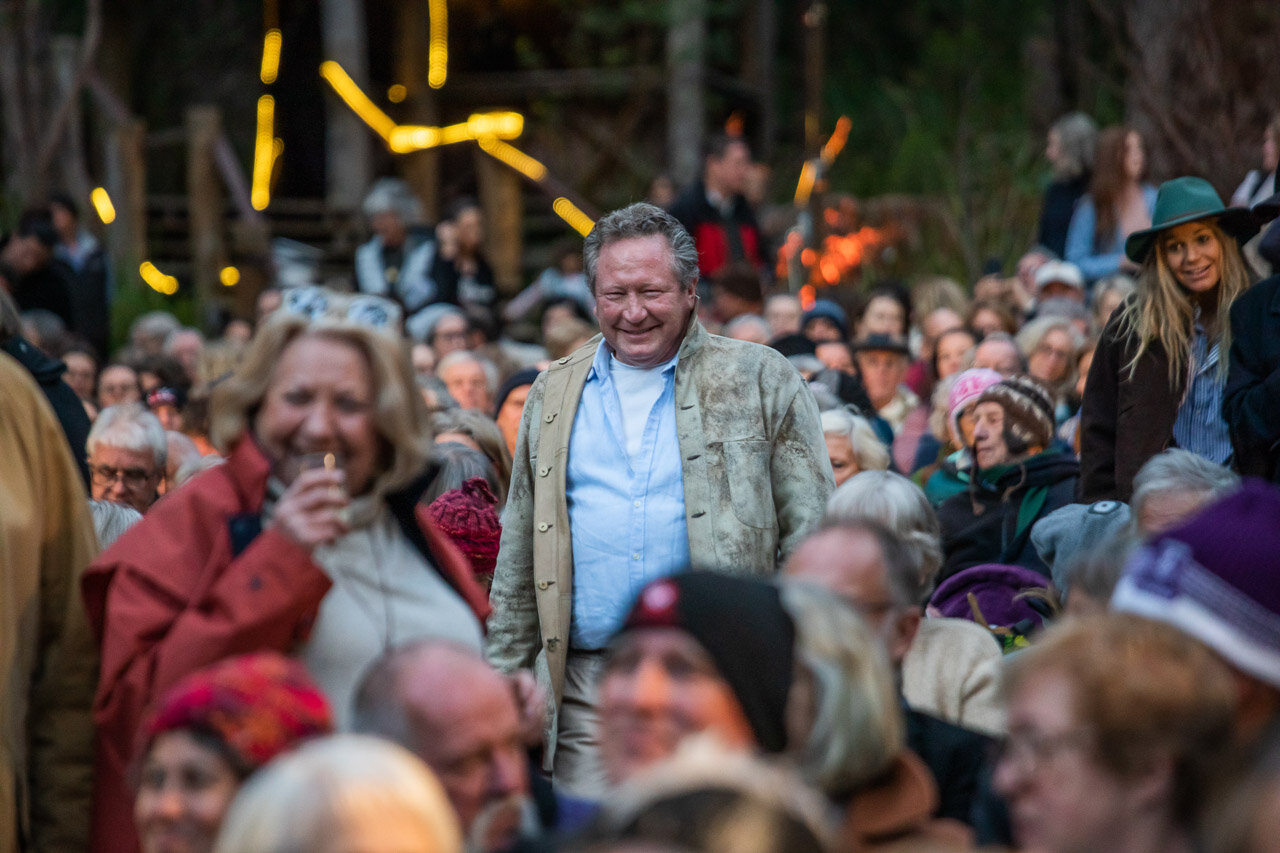 Andrew Forrest making his way to his seat for the WA Opera's performance at the Valley of the Giants near Denmark, WA