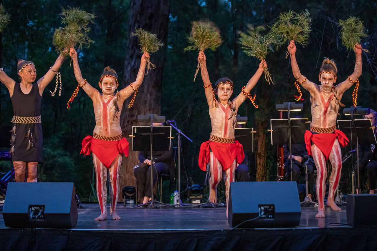 Welcome to Country - children dancing at the Valley of the Giants for WA Opera