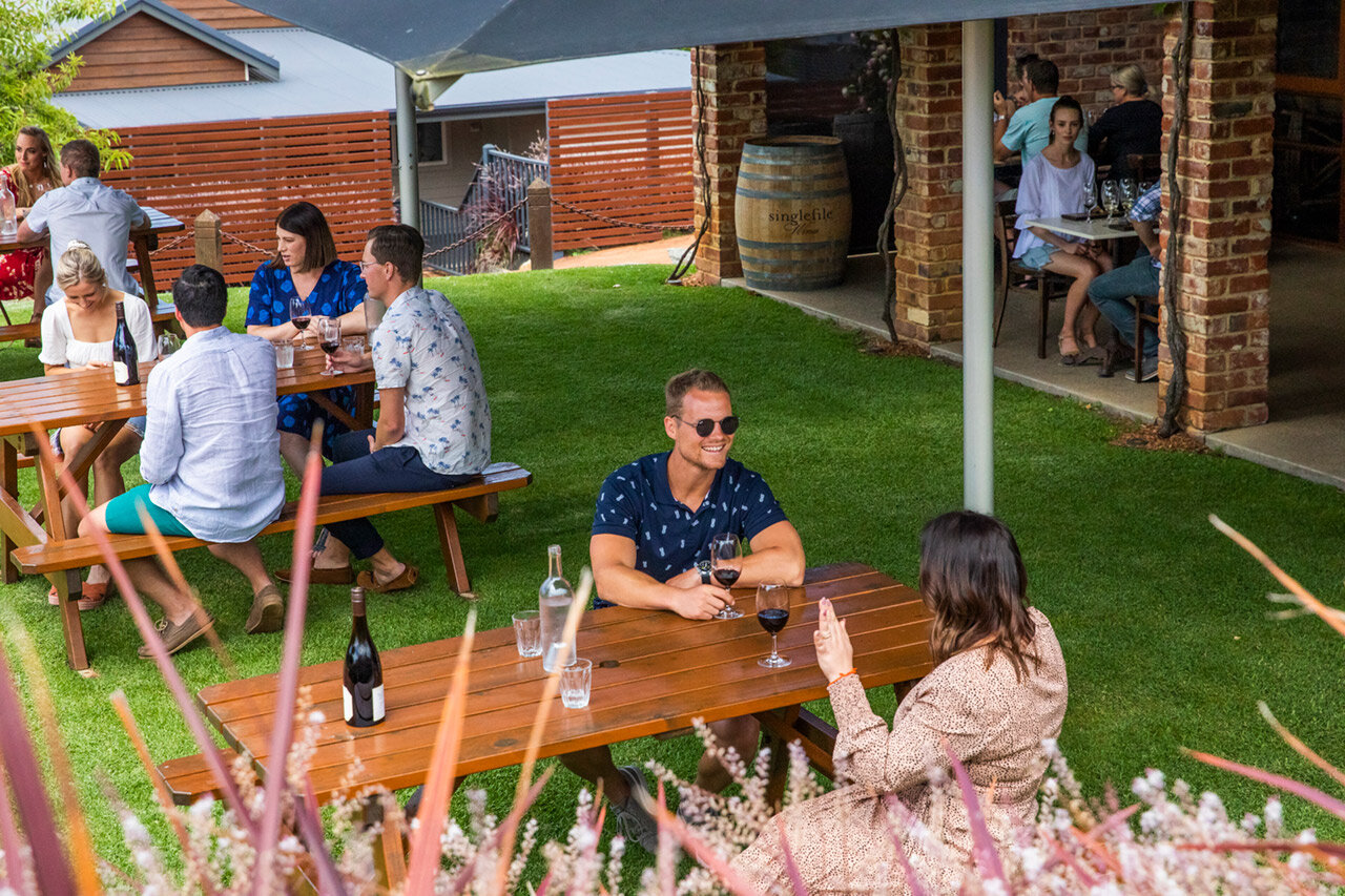 The perfect way to spend a Sunday afternoon at Singlefile Winery in Denmark on WA's south coast