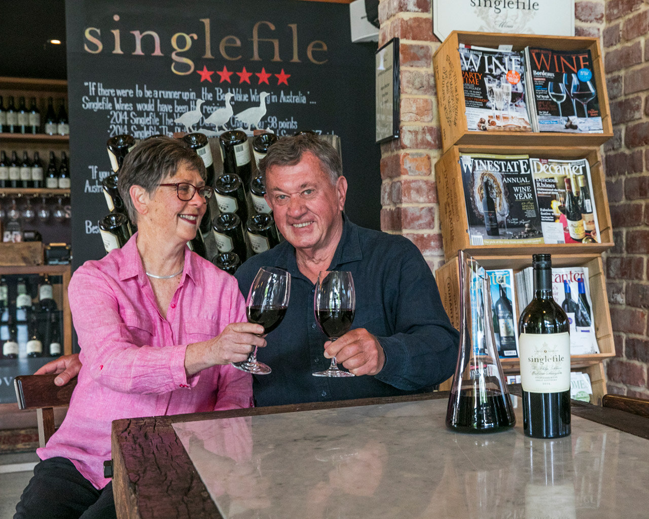 Viv and Phil Snowden, owners of Singlefile Wines i